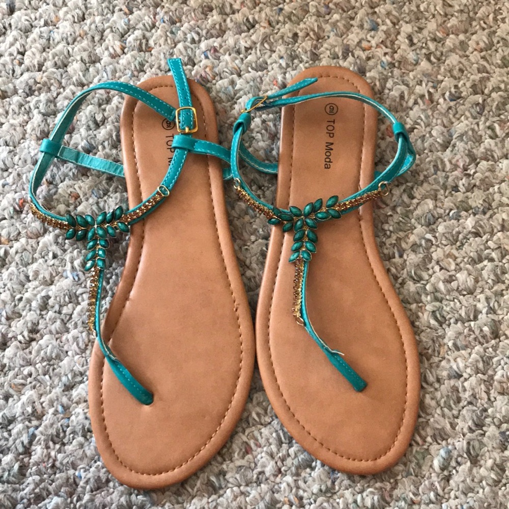 ModCloth Teal jeweled sandals